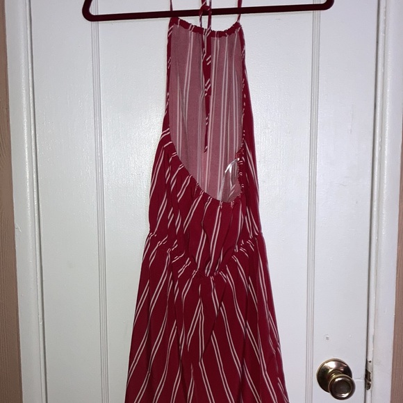 Offer or Bundle!  Romper - Maroon with stripes. Tie at neck. - Picture 3 of 4